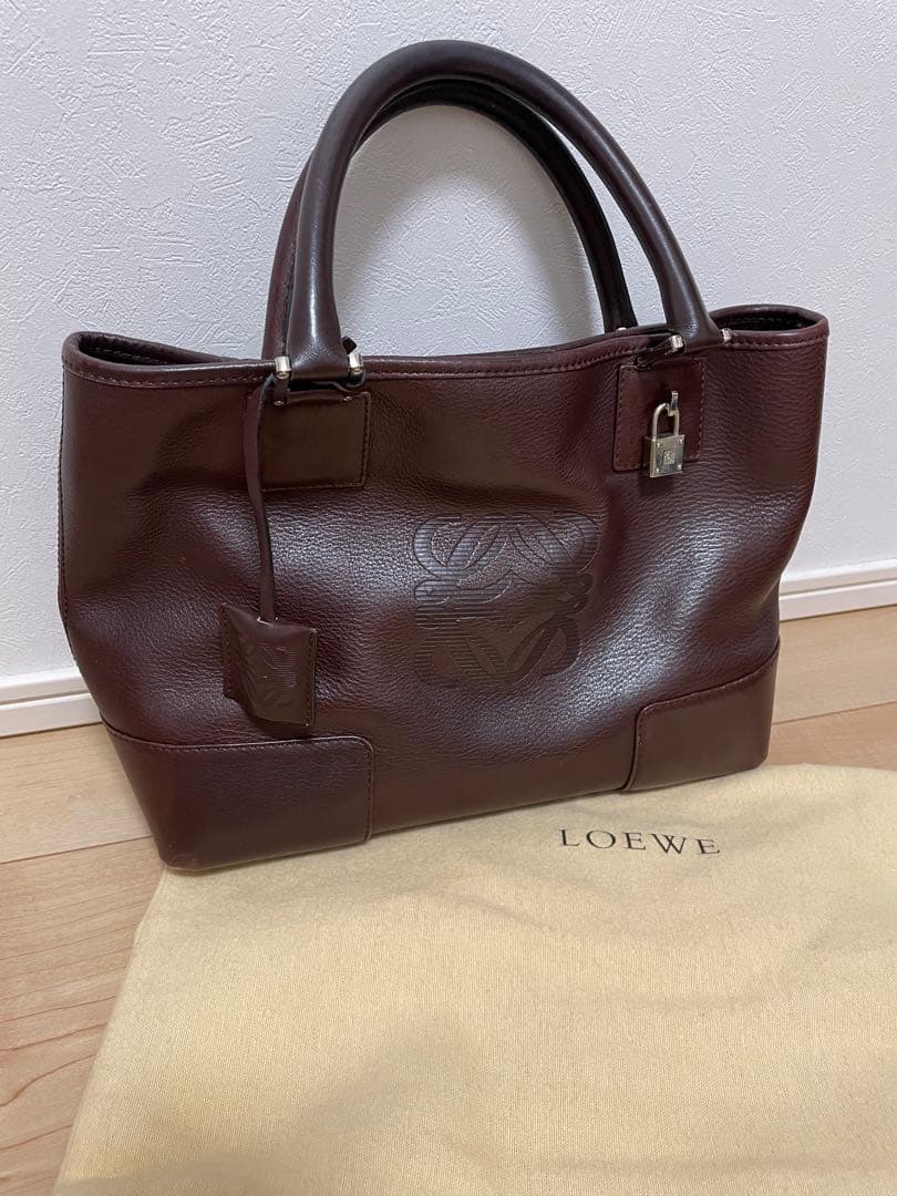 【美品】LOEWE ブラウンレザー バッグ