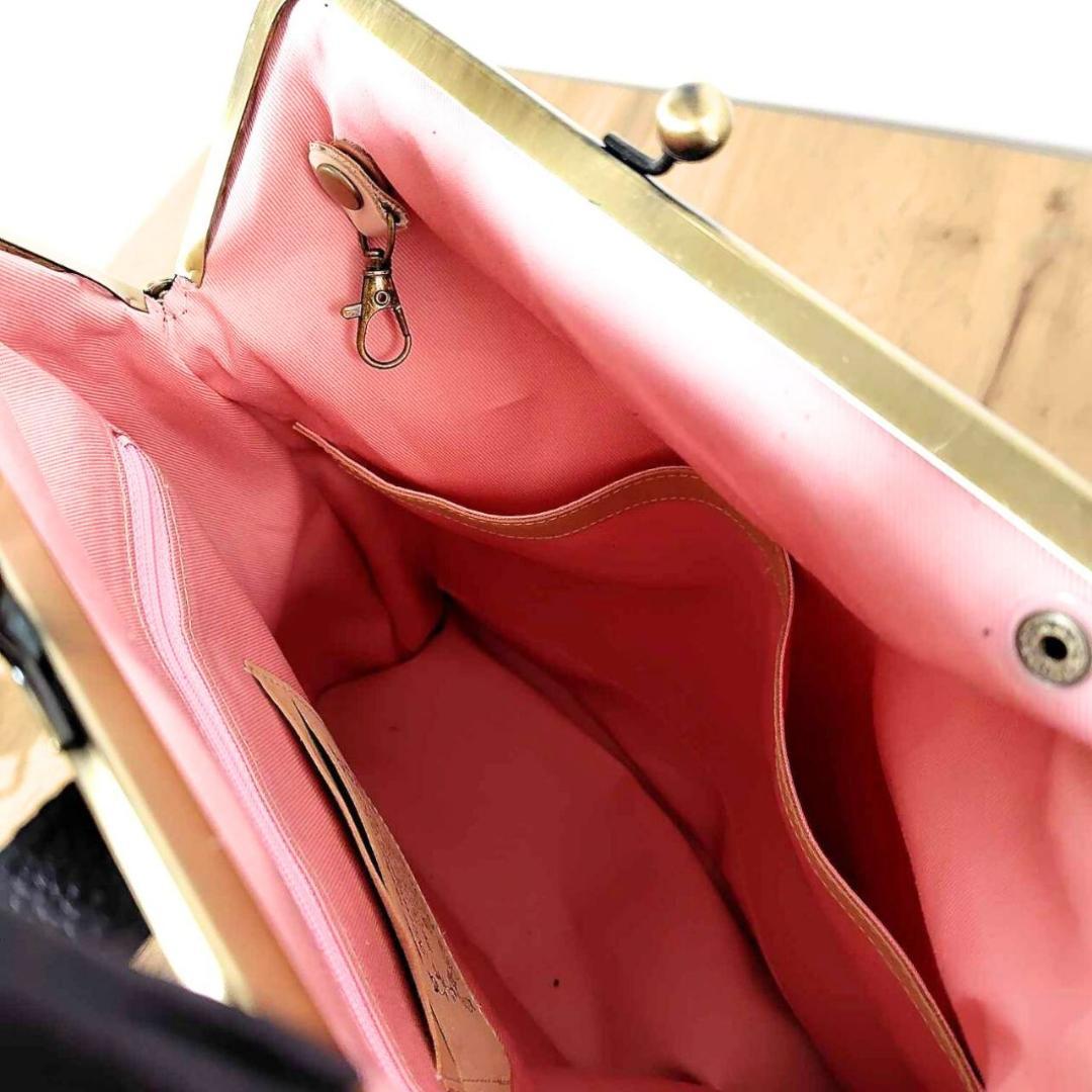 【専用】/2025rosyロージィーブラウン/がま口リュック　牛革チョコ