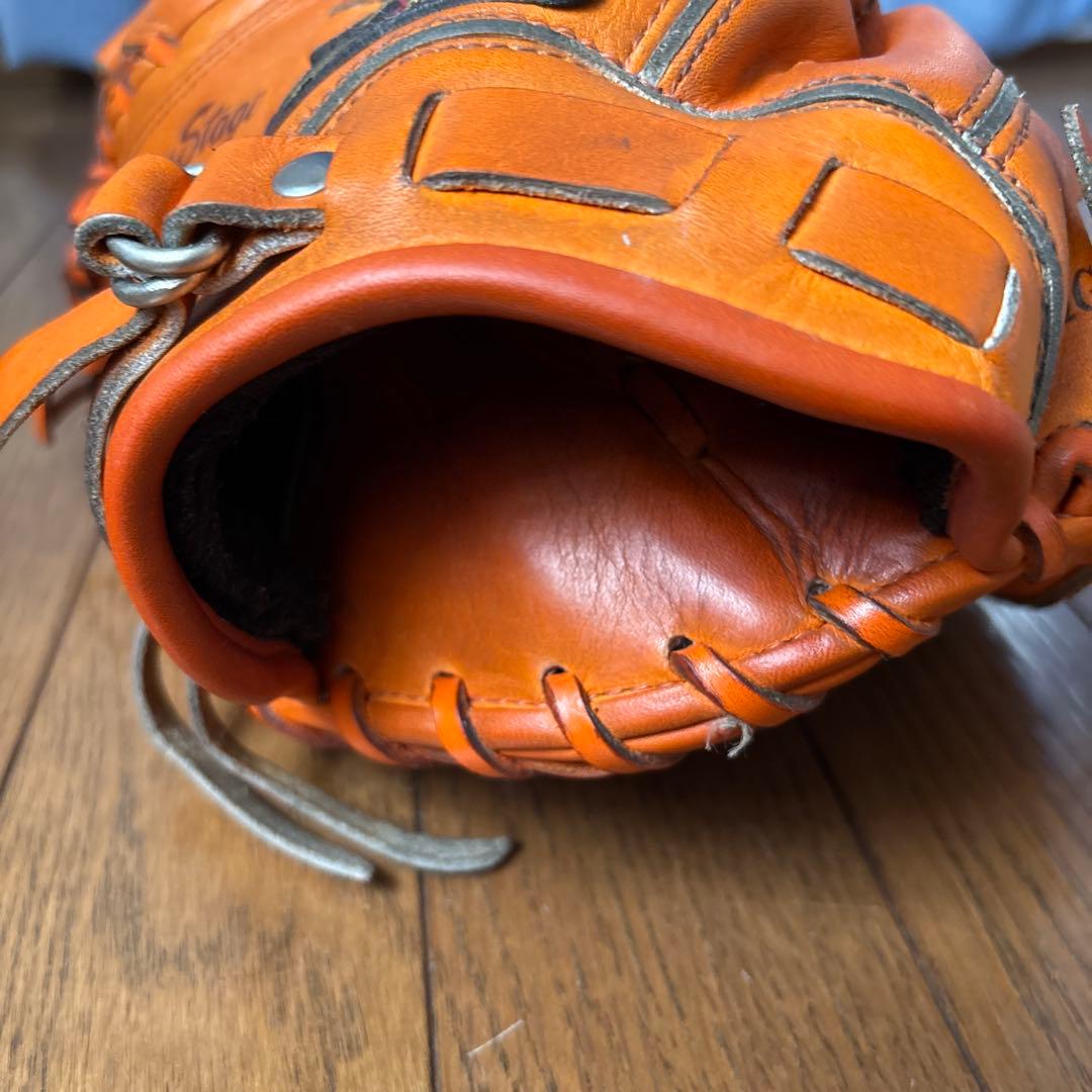 希少　ミズノ　軟式　左用キャッチャーミット　オレンジ