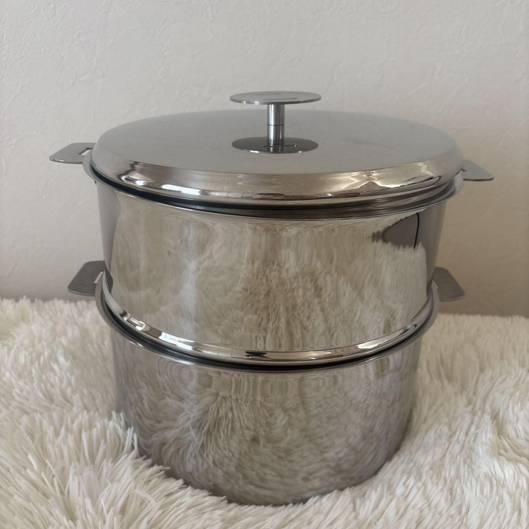 CRISTEL クリステル24cm 深鍋・蒸し器・クッキングバスケット4点セット