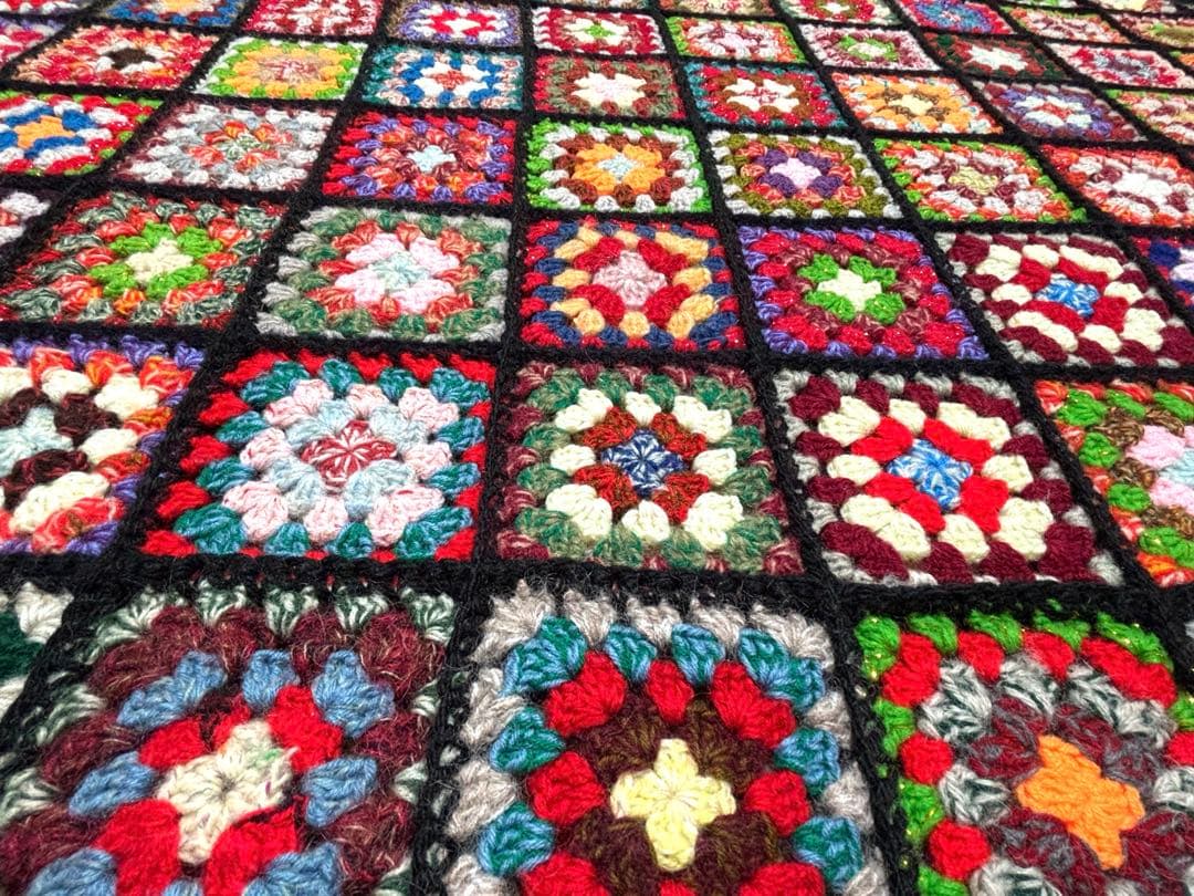 手編み　ベッドカバー　ソファカバー　こたつカバー　約200cm強x約155cm強