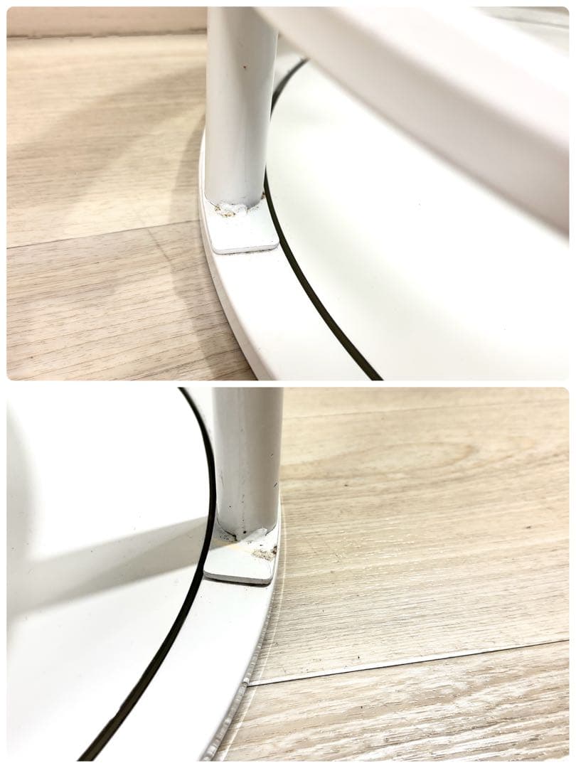 希少カラー（クローム×ホワイト） ミッドセンチュリー　ラウンドテーブル　4段