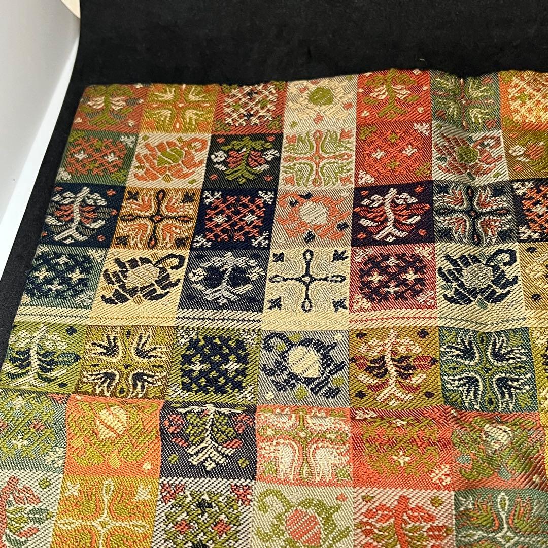 詳細不明　帛紗　『古希記念 服紗 愛用の帯を以って』　ふくさ　正絹　書付　茶道具