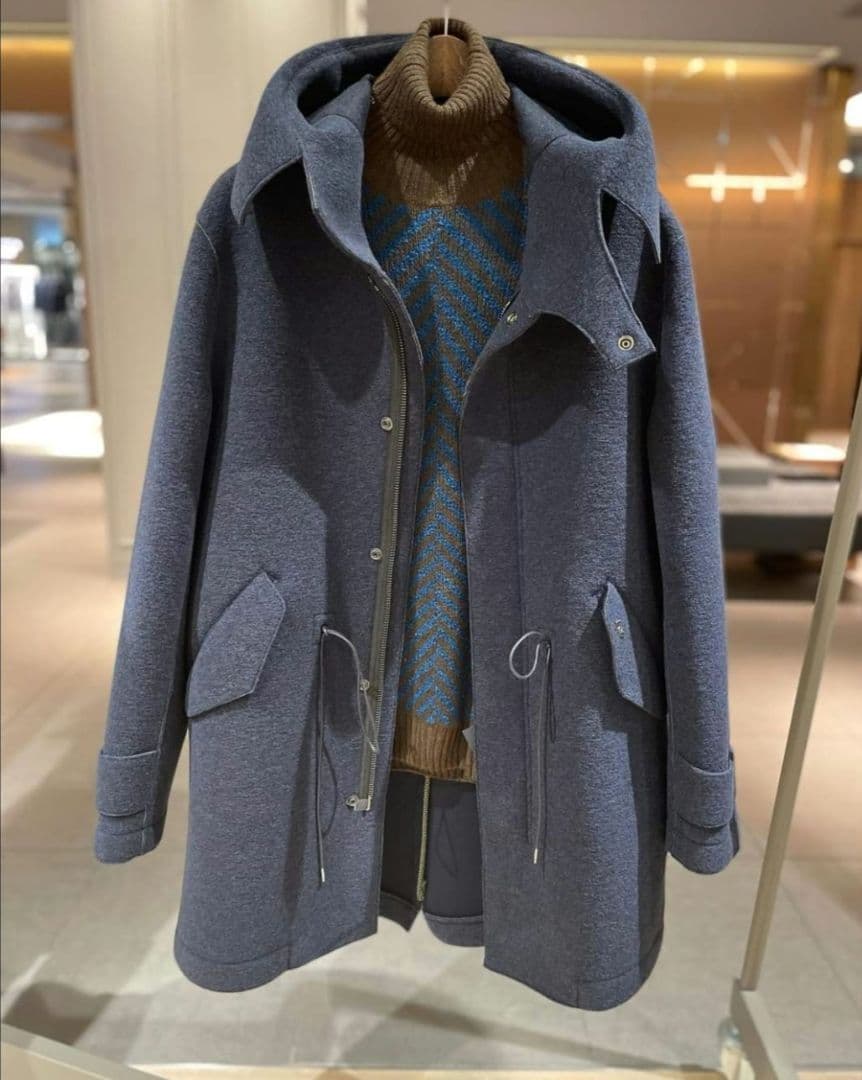 美品BOB ダークブルー フード付きダッフルコート モッズコートL【土日限定】