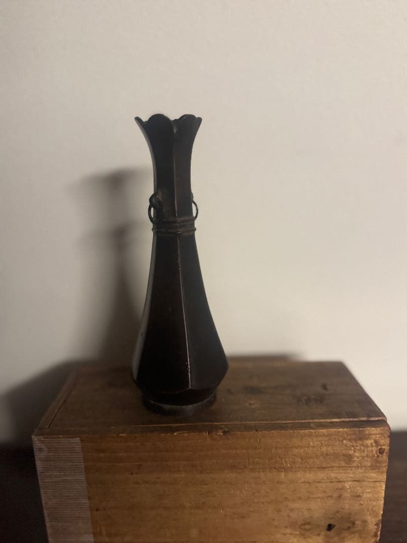 室町時代古美術　花器　古銅一輪挿し　木箱付き