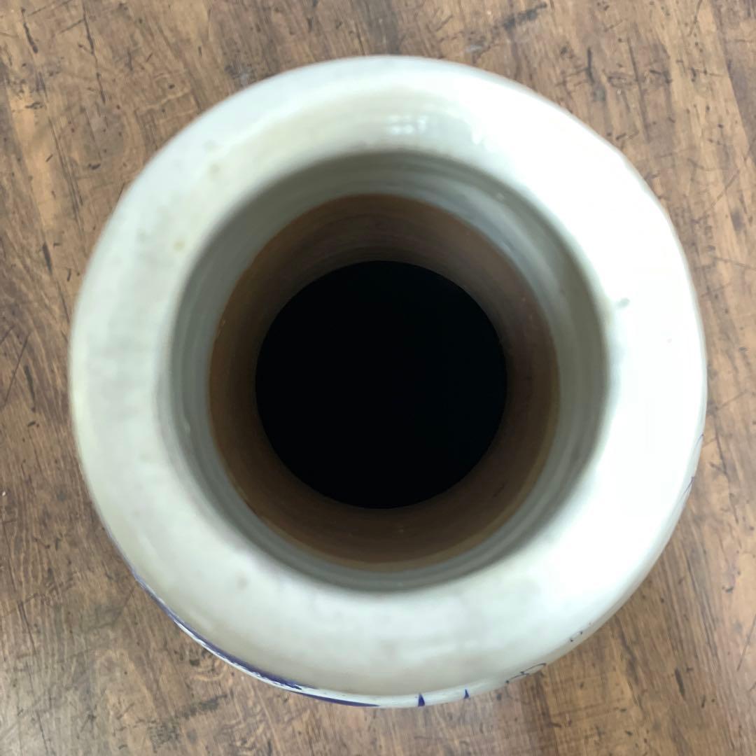 C-5 昭和レトロ 特大 染付 山水画 飾り壺 花瓶 骨董 古美術 インテリア