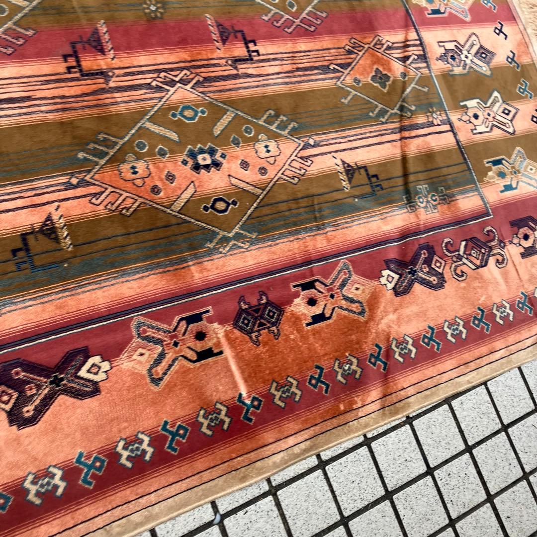 ヴィンテージ メキシカンラグ ネイティブ柄 民族柄 ペルシャ絨毯 大型絨毯