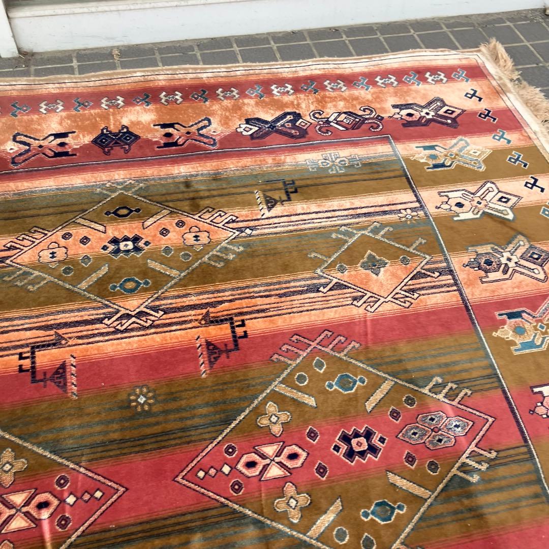 ヴィンテージ メキシカンラグ ネイティブ柄 民族柄 ペルシャ絨毯 大型絨毯