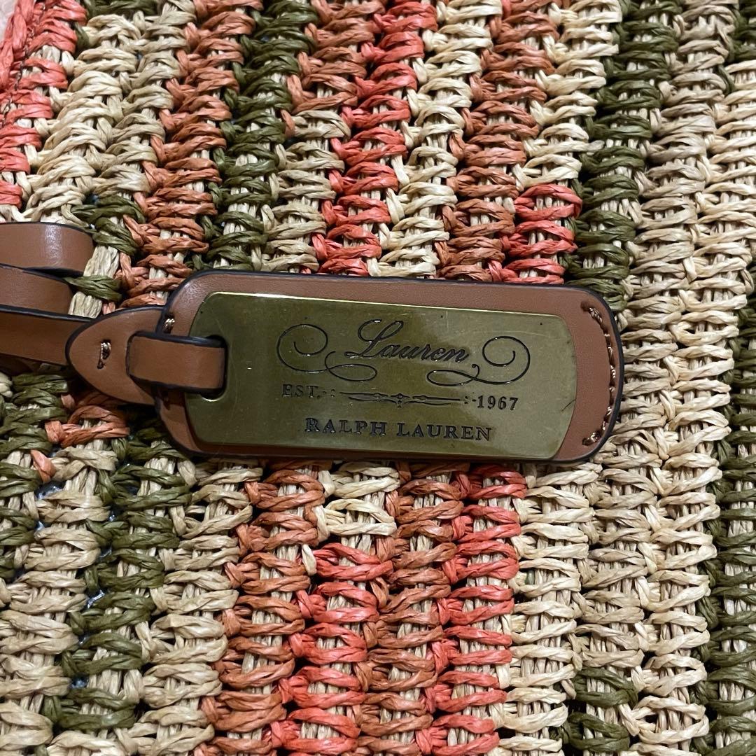 ポロラルフローレン 編み込みトートバッグ 刻印プレート付き