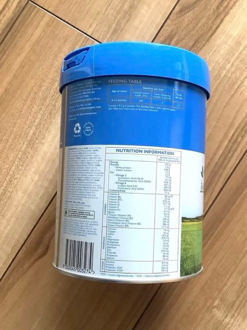 Bellamy’sベラミーズ・オーガニック牛の粉ミルクStep2 (6ヶ月)3缶