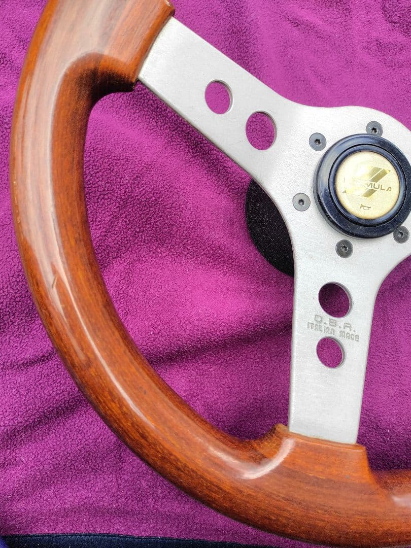 希少.旧車・OBA 35∅ ウッドステアリング 　ITALAN MADE