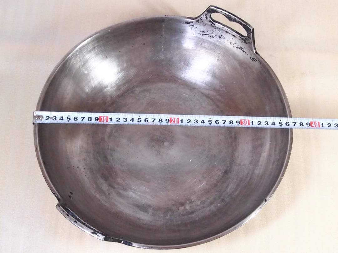 【中古・黒ずみあり】純洋銀 36cm 両手鍋 天ぷら鍋/すきやき鍋 アウトドア