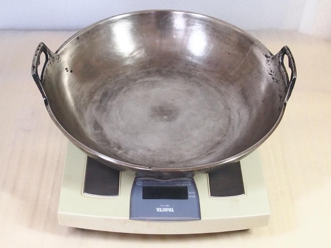 【中古・黒ずみあり】純洋銀 36cm 両手鍋 天ぷら鍋/すきやき鍋 アウトドア