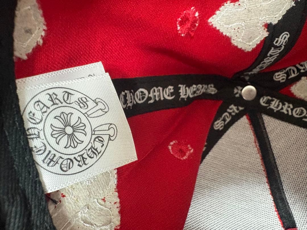 CH クロムハーツ 十字架刺繍 スナップバックキャップ レッド