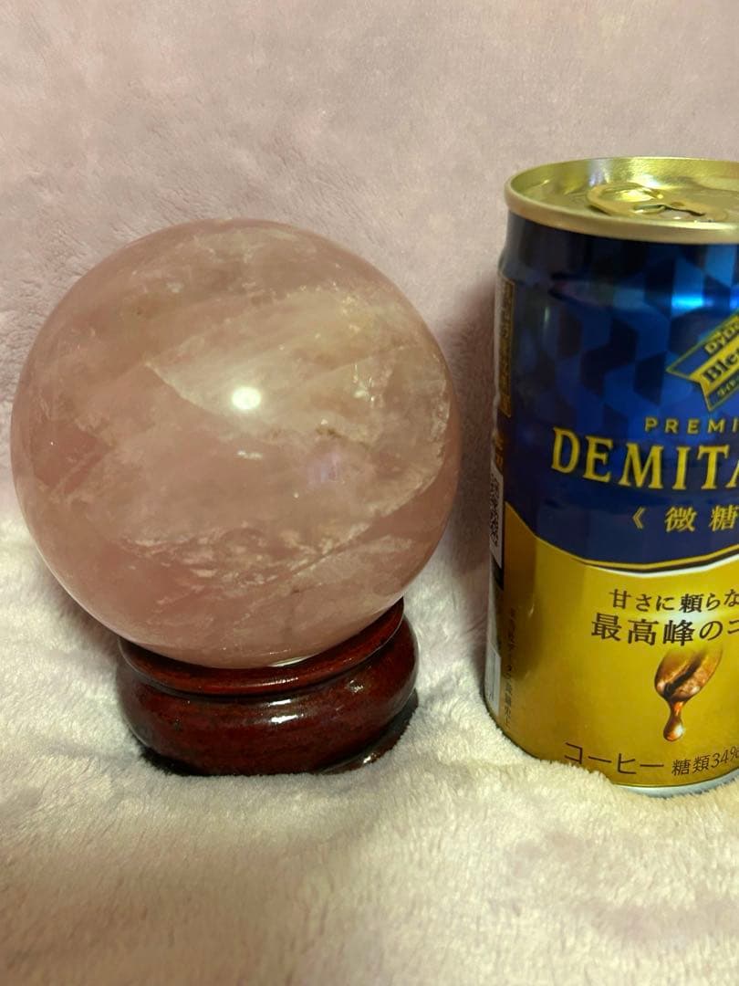 【天然石】ディープローズクォーツ スフィア 丸玉 約7.5cmオマケ台座