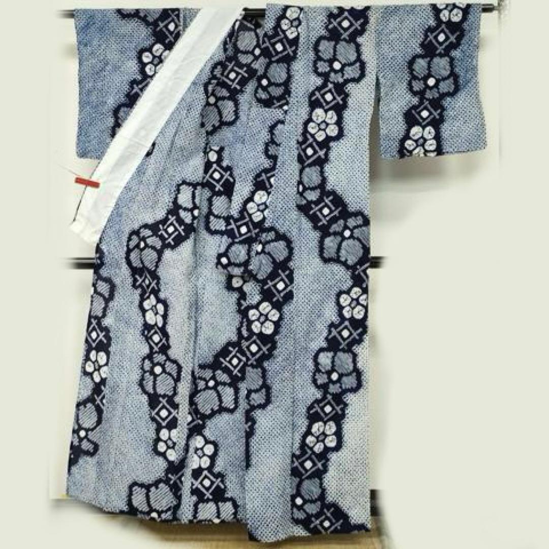 浴衣　有松絞り　綿　身丈159.5 三浦絞り 紺地ワントーン　有松鳴海絞り