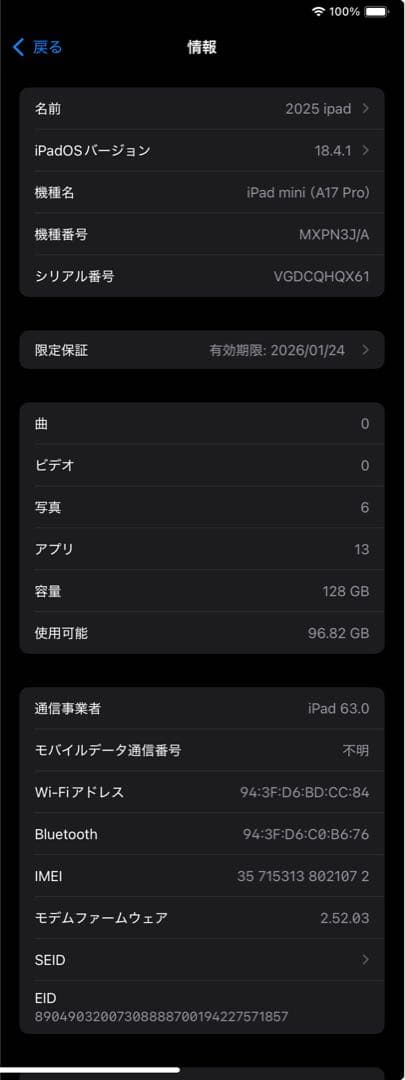 iPad mini 第7世代 cellular 128GB