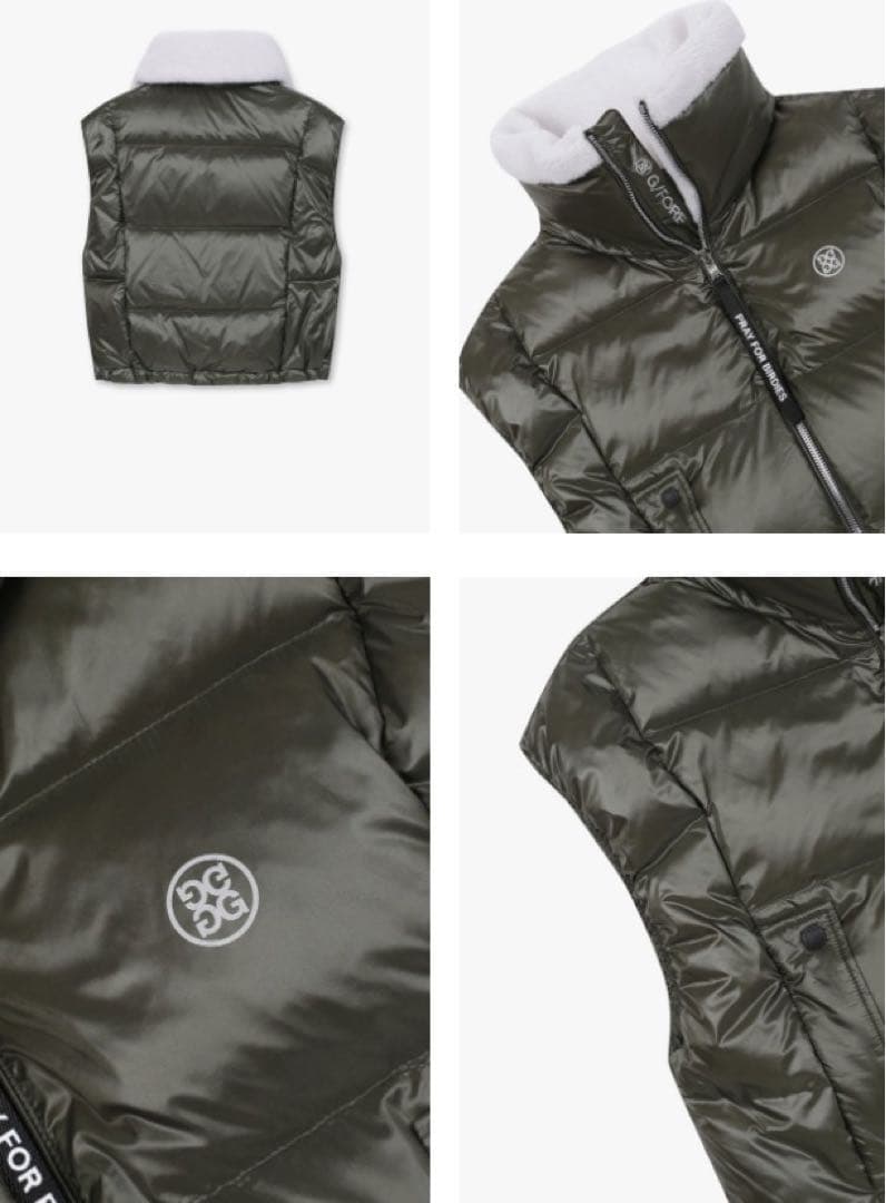 G/FORE韓国ジーフォアレディースショートダウンベストsizeMカーキー