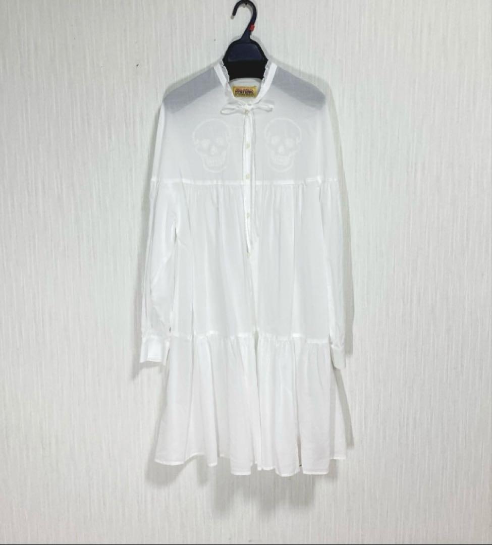 新品タグ付 HYSTERIC GLAMOUR SKULL刺繍ティアードワンピース