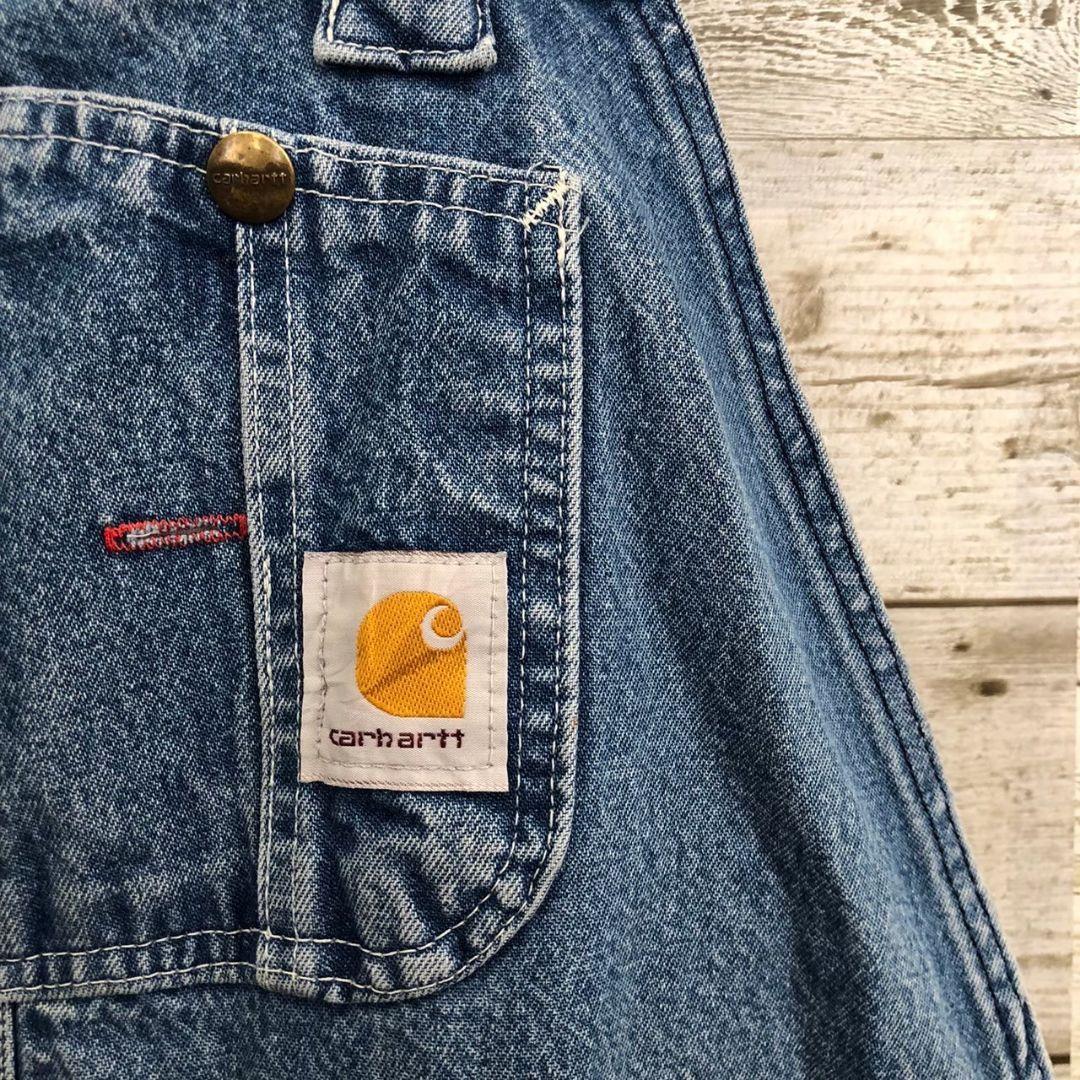 【k8912】USA古着カーハートデニムオーバーオールサロペットグランジフェード