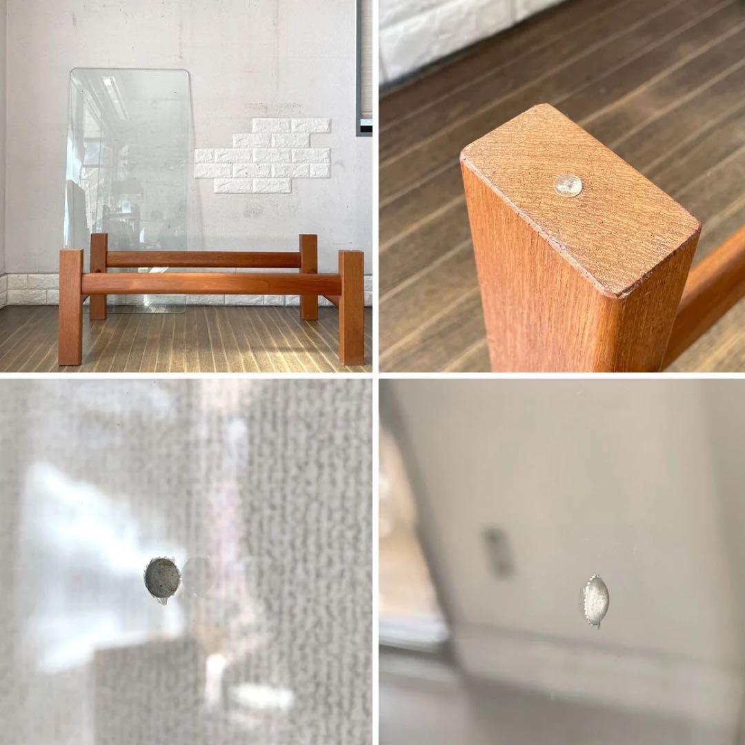 チーク材×ガラス センターテーブル ローテーブル 北欧 Vintage