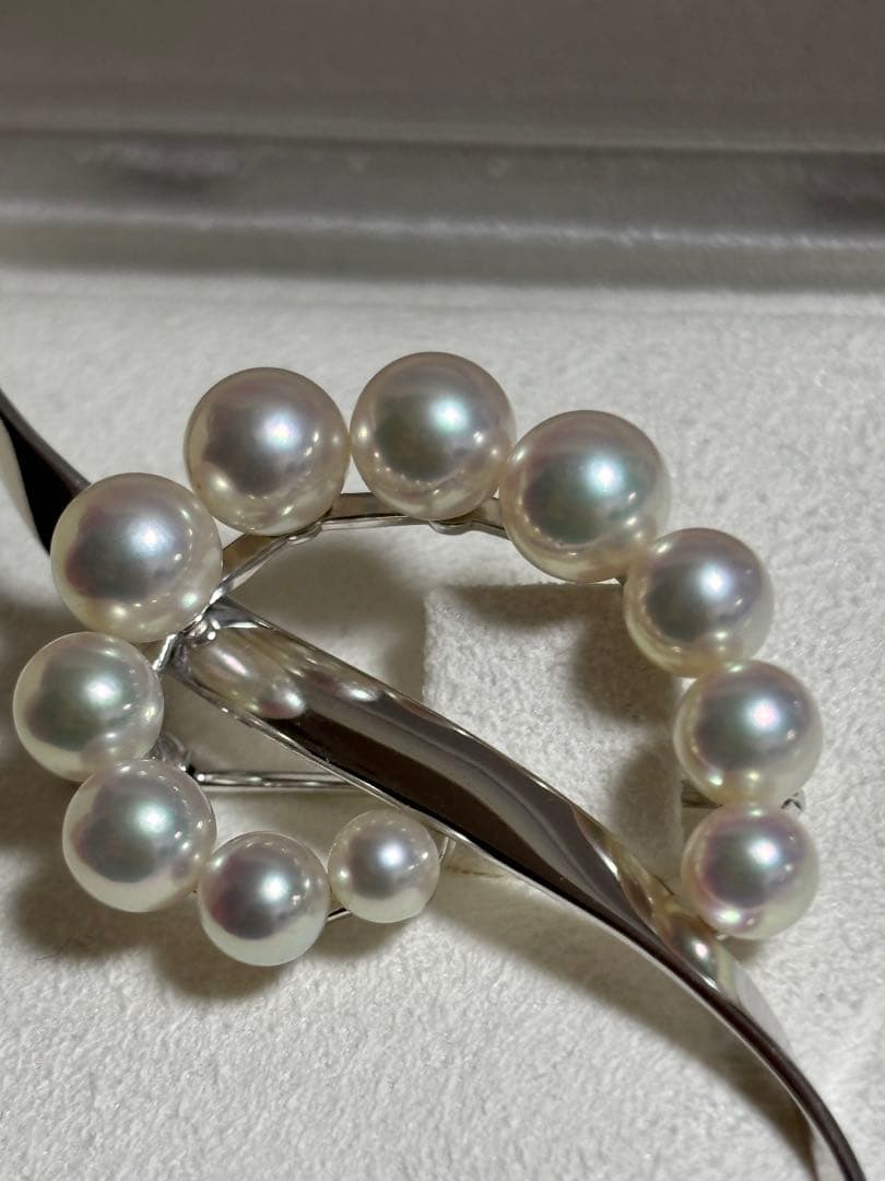 美品)　K18wgミキモト真珠 ブローチ