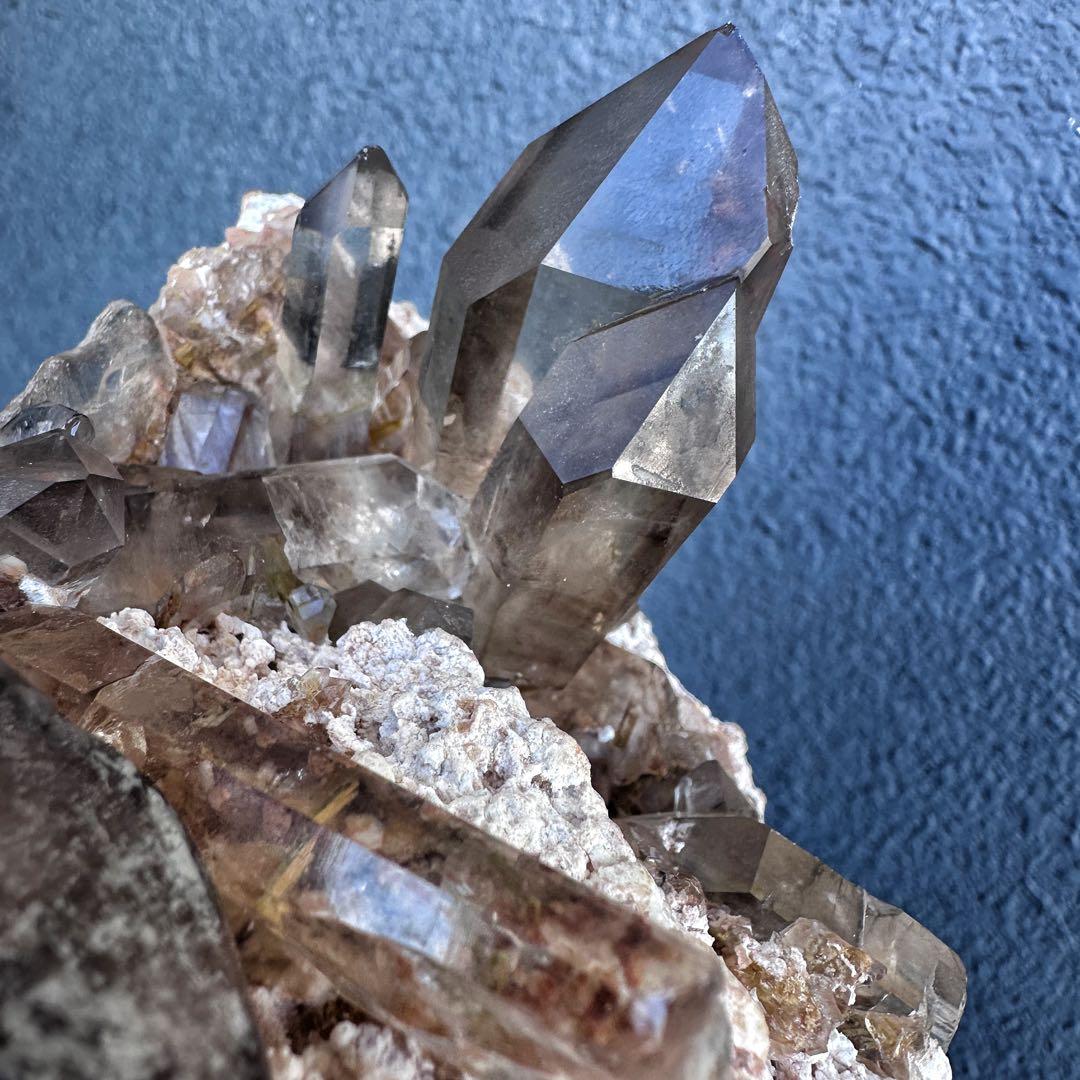 【金運☆魔除】高透明度☆高品質スモーキークォーツクラスター天然石 原石A1450