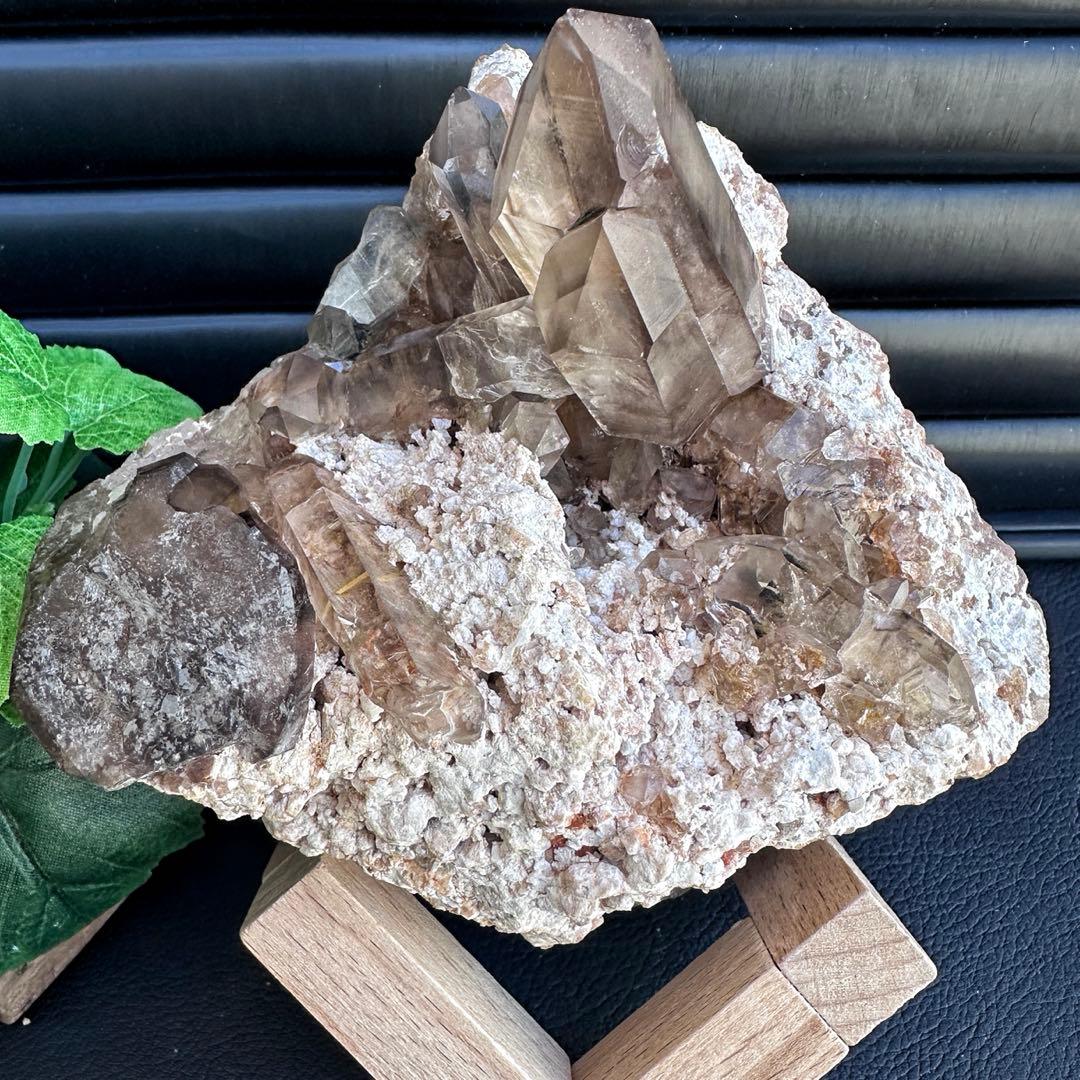 【金運☆魔除】高透明度☆高品質スモーキークォーツクラスター天然石 原石A1450