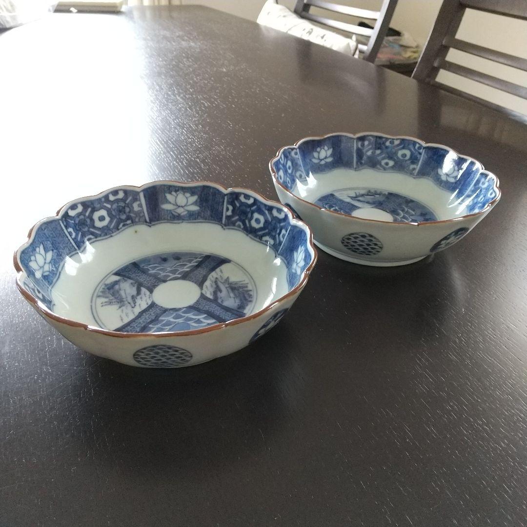 古伊万里 染付け なます皿 ２枚 幕末 骨董