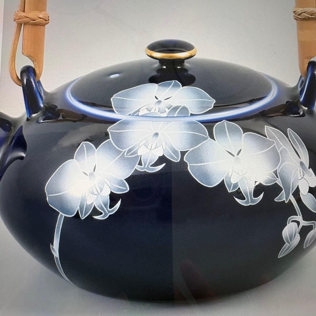 新品❤️ ルリ胡蝶蘭・茶器揃（土瓶1個、湯呑5客セット）