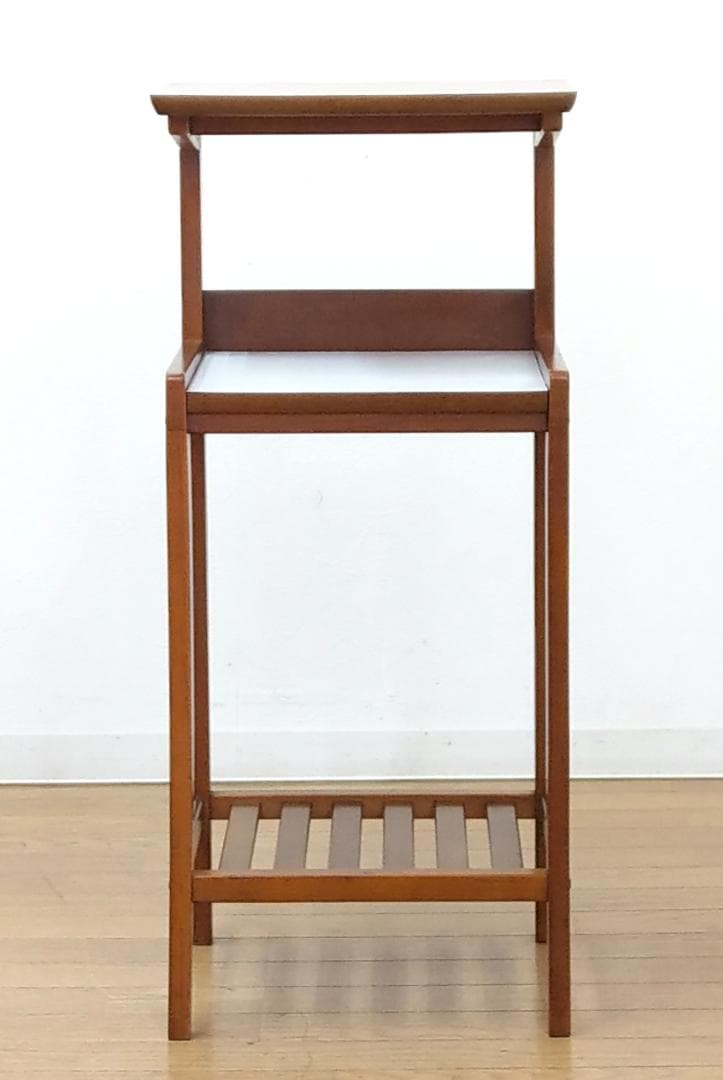 カリモク デコラトップ 木製 ライトブラウン テーパードレッグ 花台 飾り台