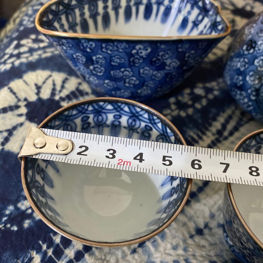 加藤利昌　染付梅小紋　煎茶器