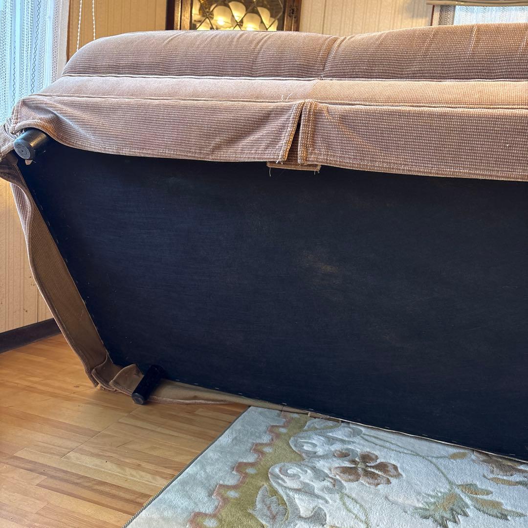 ③美品！昭和レトロ マルニ木工3人掛けソファ ビンテージ オールド コーデュロイ