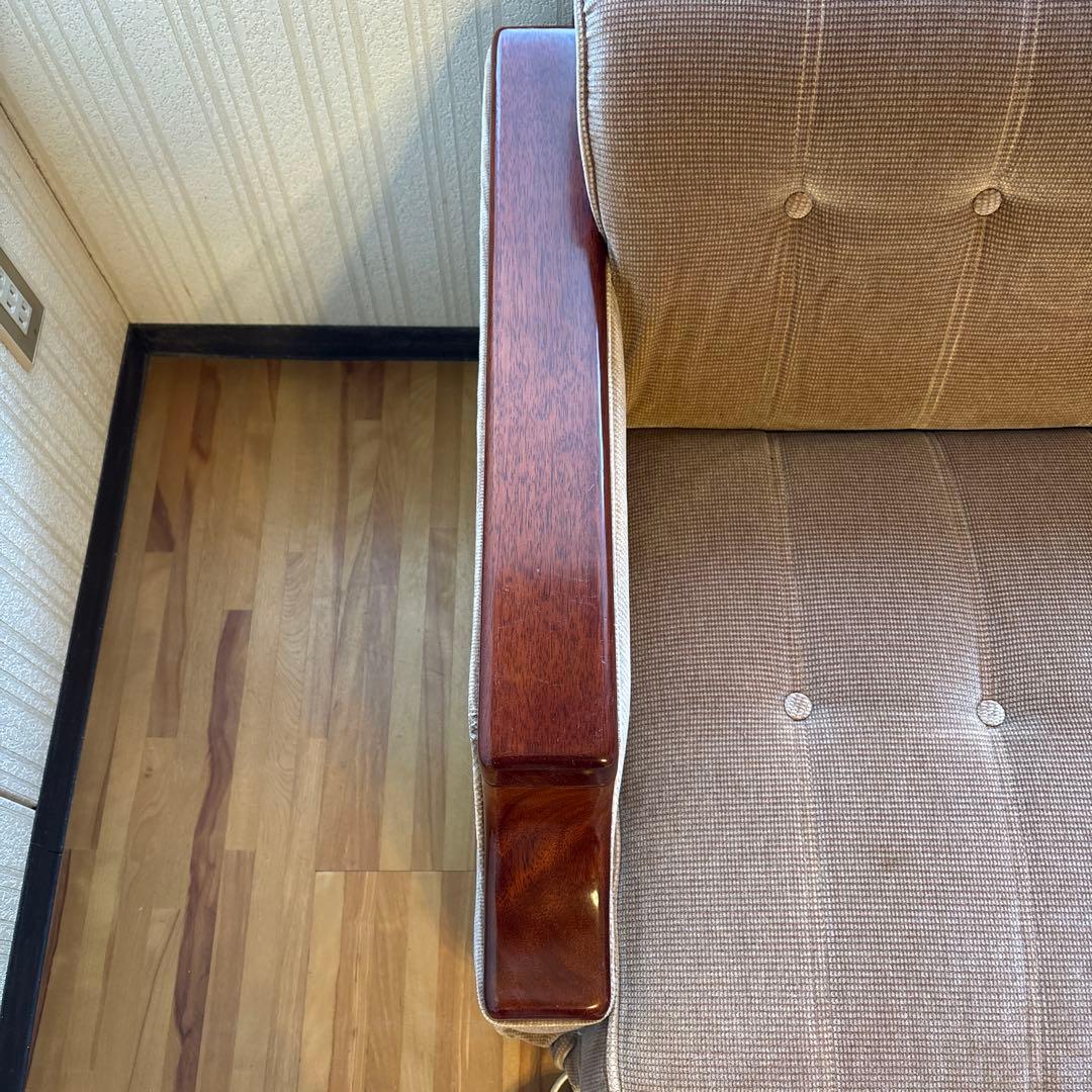 ③美品！昭和レトロ マルニ木工3人掛けソファ ビンテージ オールド コーデュロイ