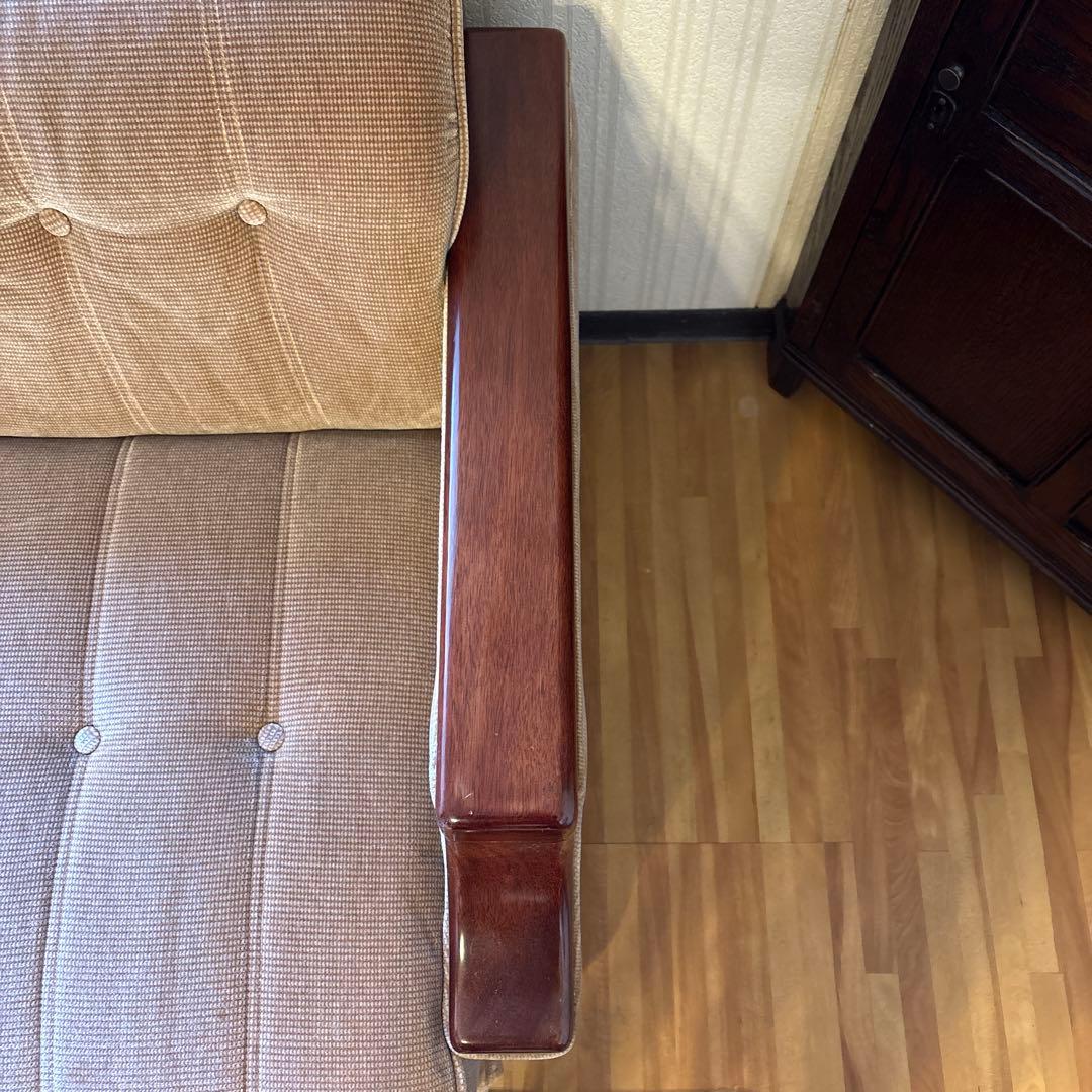 ③美品！昭和レトロ マルニ木工3人掛けソファ ビンテージ オールド コーデュロイ