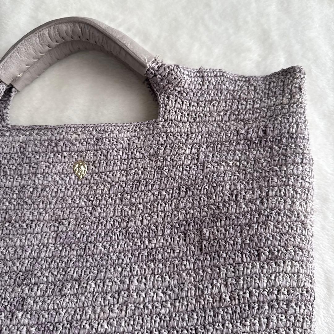 ヘレンカミンスキー ラフィア バッグ グレー パープル