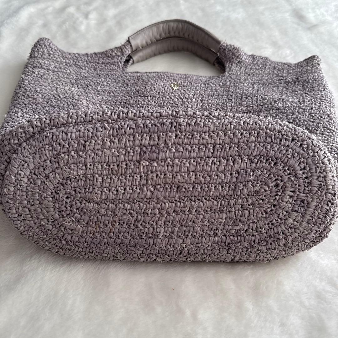 ヘレンカミンスキー ラフィア バッグ グレー パープル