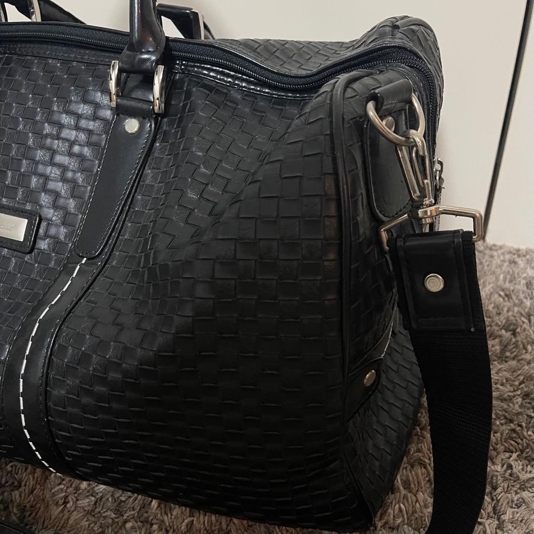 Titleist タイトリスト ボストンバッグ 編み込み 金具プレート ブラック