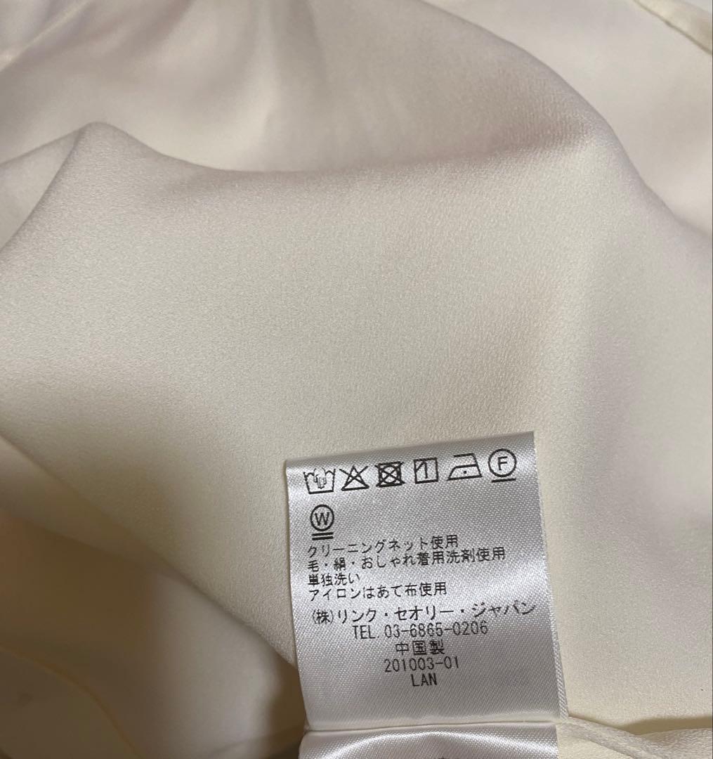 セオリー　ジョーゼットタイブラウス　アイボリー　Sサイズ　ボウタイ　長袖　白系