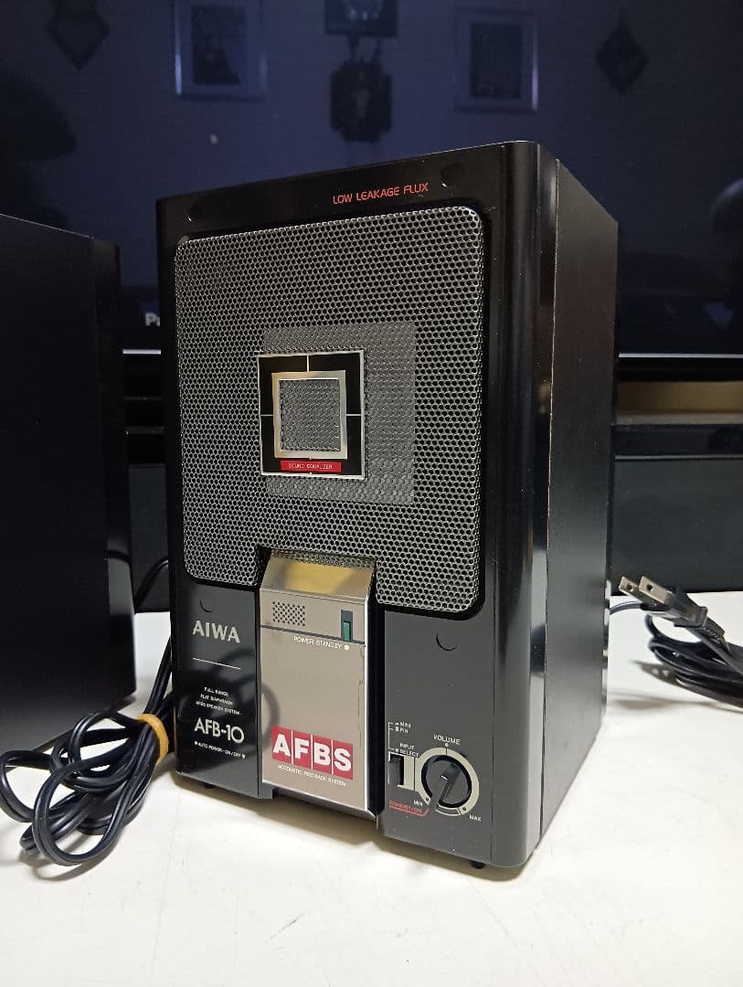 1980's　AIWA アイワ AFB-10 ペア スピーカー アンプ内蔵