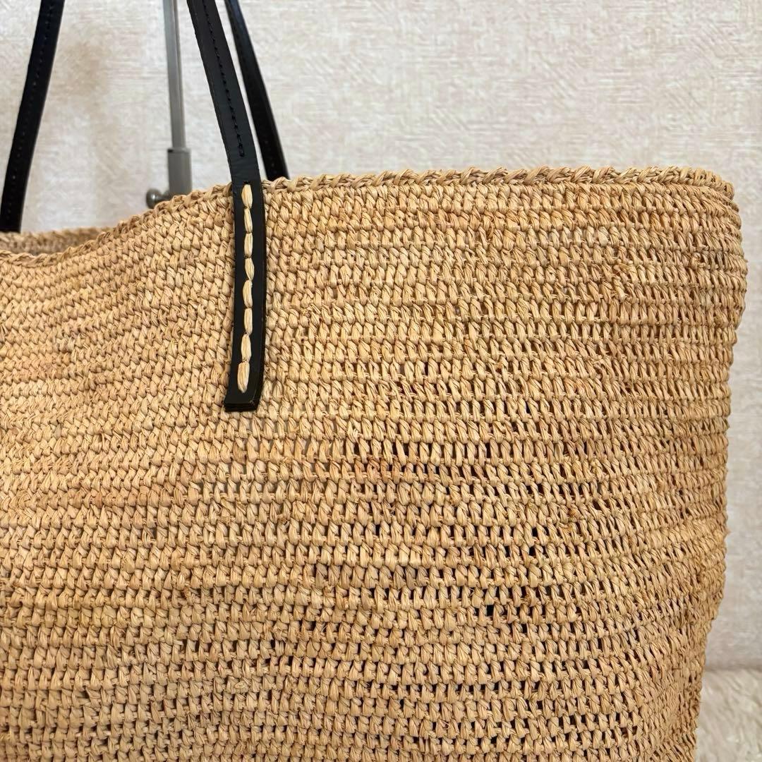 美品✨大容量✨サンアルシデ ラフィア トートバッグ カゴ ナチュラル レザー