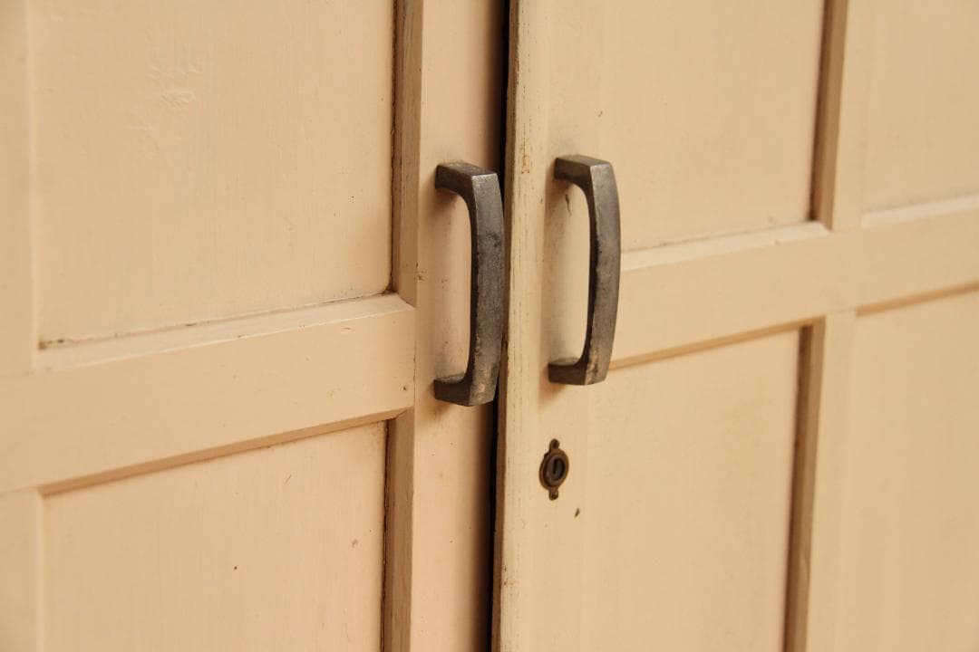 棚　キャビネット　木製　高さ82㎝　白　アンティーク　レトロ　古道具