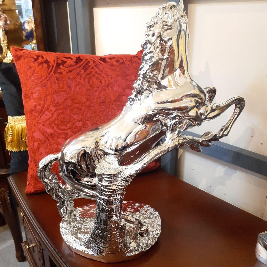輸入雑貨　イタリアンクラッシック　『シルバーホース』　馬オーナメント　エレガント