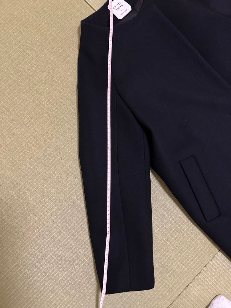 【日本製】ユナイテッドトウキョウ　ハイネックカラーコート　カシミヤ混　ブラック1