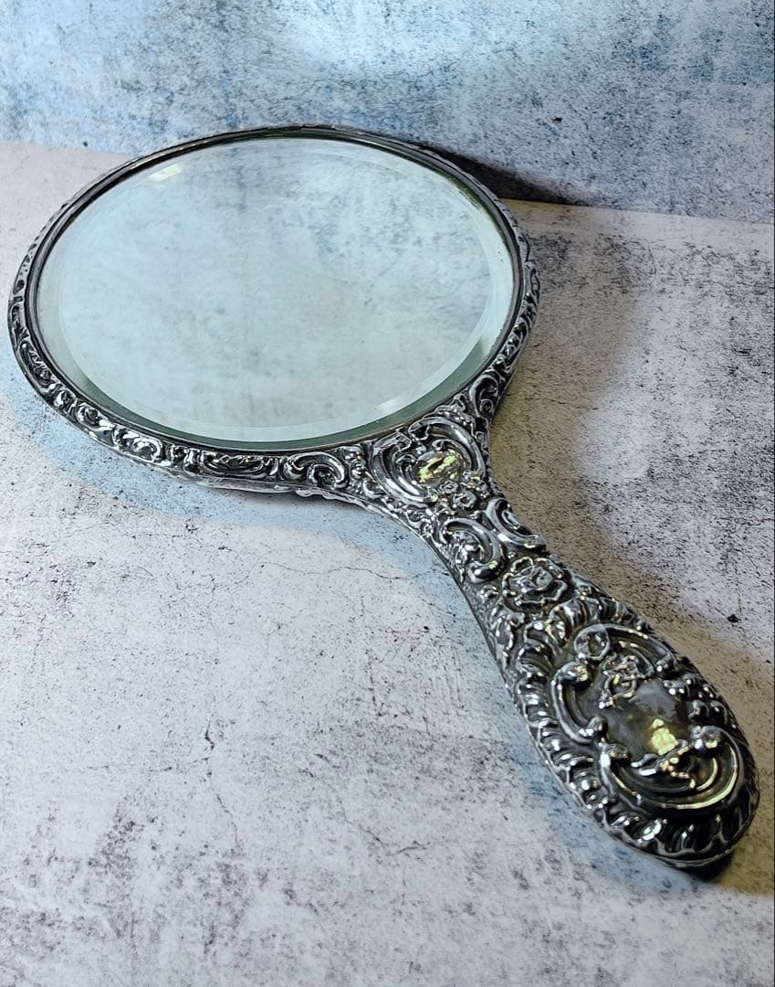英国製　アンティーク　手鏡　ミラー　イギリス　antique silver