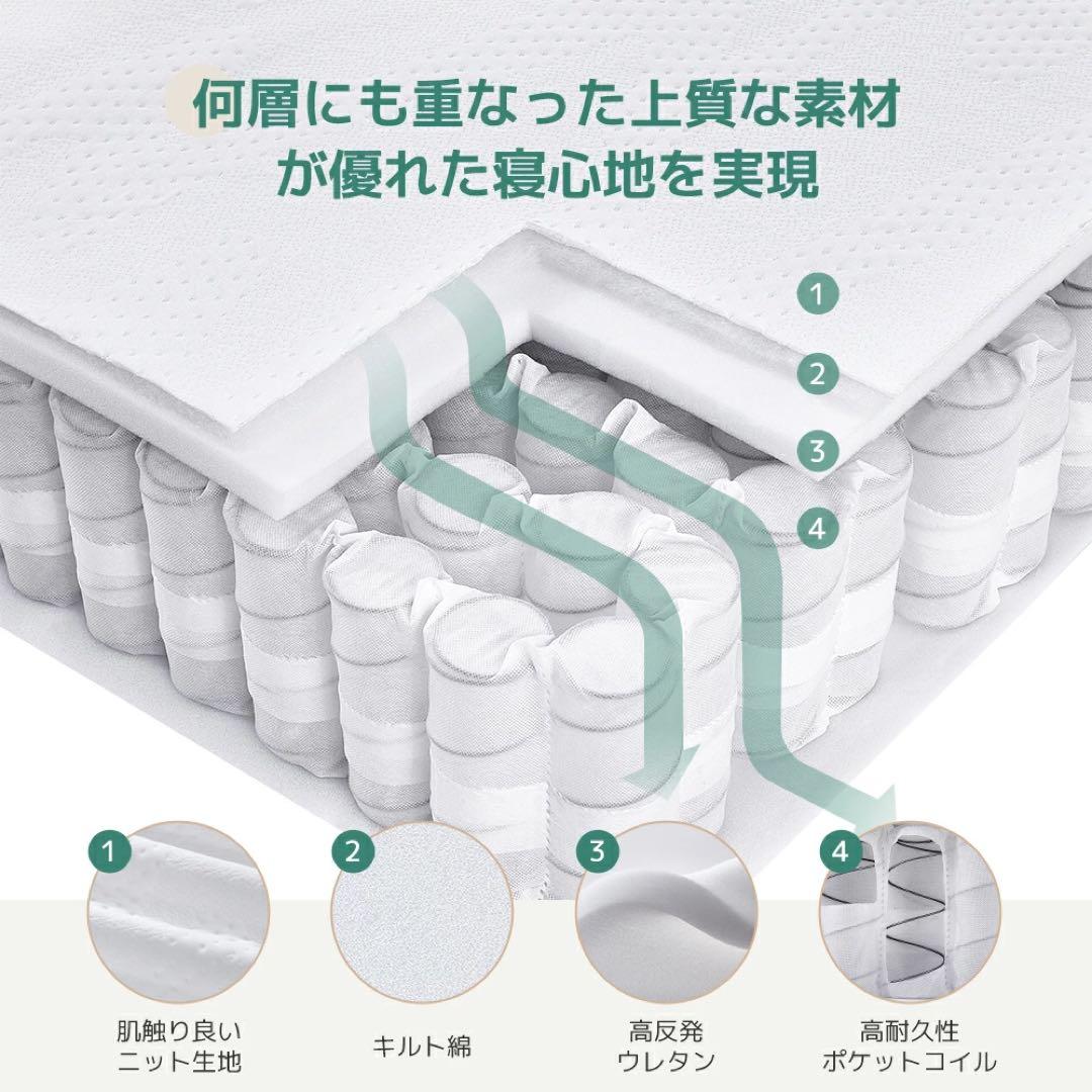 マットレス クイーン 高反発 厚さ20cm やや硬め 振動隔離 体圧分散高通気性
