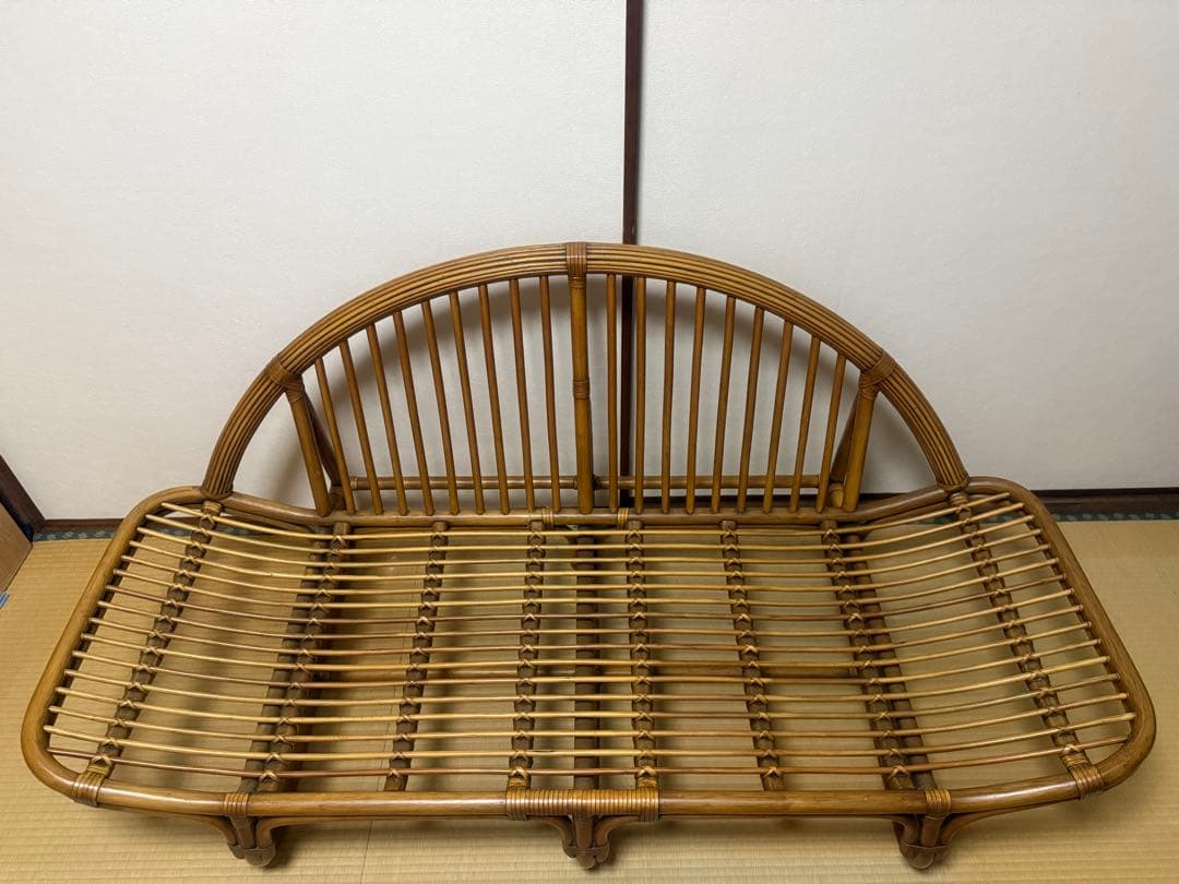 ラタンソファ アーチ型バックレスト