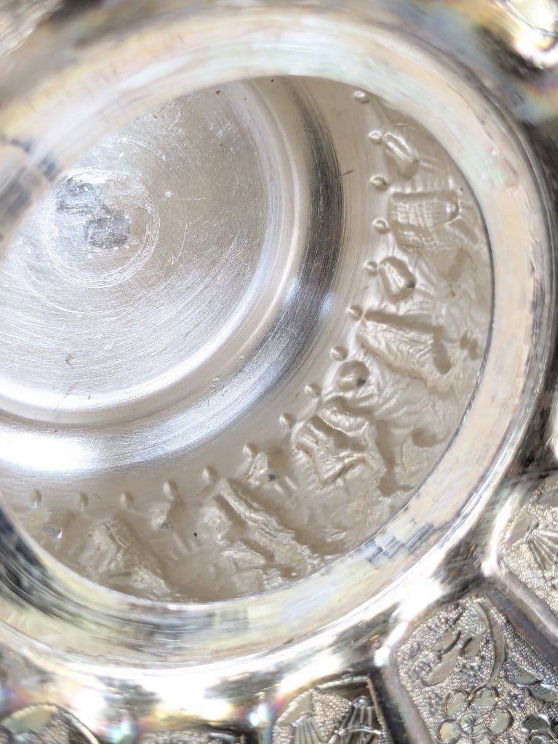 アンティーク ロシア製シルバー コンポート皿 花型 装飾皿 工芸品 小物入れ