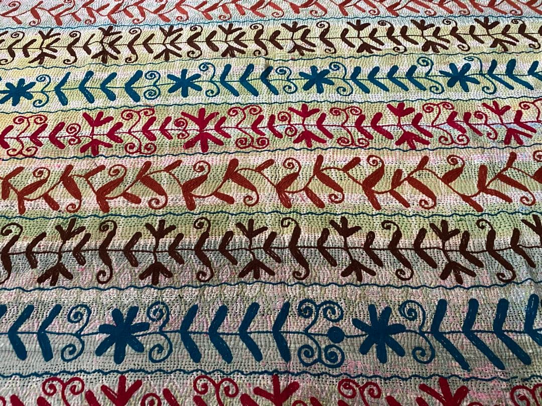スザニ刺繍　ヴィンテージカンタキルト　セール中　インド　手仕事