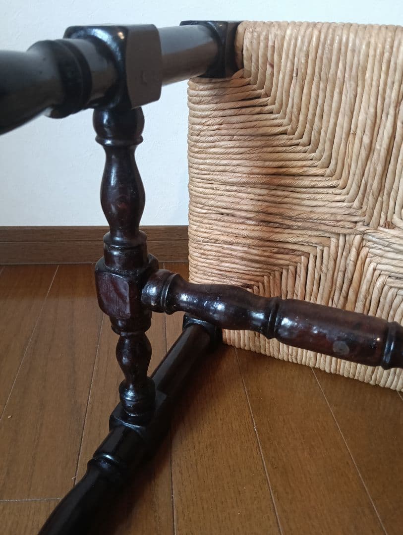 イギリス アンティーク ヴィンテージ ラッシュシート スツール　椅子 手仕事